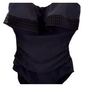 Women's Crochet Flounce Bandeau One Piece Swimsuit